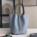 Hermes Blue Lin Picotin Lock 18cm Bag With Braided Handles QY01020