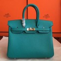 Hermes Blue Paon Epsom Birkin 25cm Handmade Bag QY01988