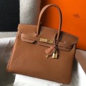 Hermes Brown Clemence Birkin 30cm Handbag QY00608