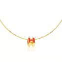 Hermes Cage d’H Necklace Orange in Lacquer Yellow Gold QY00882