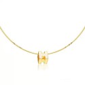 Hermes Cage d’H Necklace White in Lacquer Yellow Gold QY01087