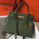 Hermes Canopee Clemence Kelly 28cm Handbag QY00950