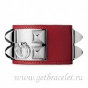 Hermes Collier de Chien Bracelet Red With Silver QY02305