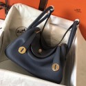 Hermes Dark Blue Lindy 26cm Clemence Handmade Bag QY01597