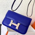 Hermes Epsom Constance 24cm Blue Electric Handmade Bag QY01811