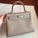 Hermes Grey Swift Kelly 25cm Retourne Handmade Bag QY00468