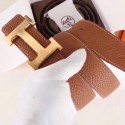 Hermes H Belt Buckle &amp; Brown Clemence 32 MM Strap QY01854