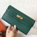 Hermes Kelly Classic Long Wallet In Malachite Epsom Leather QY01237