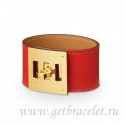 Hermes Kelly Dog Bracelet Red With Gold QY01044