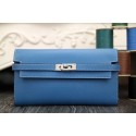 Hermes Kelly Longue Wallet In Jean Blue Epsom Leather QY01267