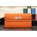 Hermes Kelly Longue Wallet In Orange Clemence Leather QY01971
