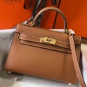 Hermes Kelly Mini II Handbag In Gold Epsom Leather QY02125