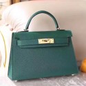 Hermes Malachite Chevre Kelly Mini II 20cm Handmade Bag QY02124