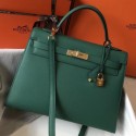 Hermes Malachite Epsom Kelly 32cm Sellier Handbag QY00978