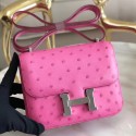 Hermes Mini Constance 18cm Pink Ostrich Leather QY01172