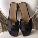 Hermes Oran Sandals In Black Epsom Leather QY02270