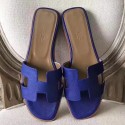 Hermes Oran Sandals In Blue Epsom Leather QY00658