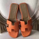 Hermes Oran Sandals In Orange Epsom Leather QY01012