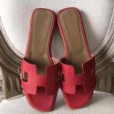 Hermes Oran Sandals In Red Epsom Leather QY02154