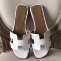 Hermes Oran Sandals In White Epsom Leather QY00492