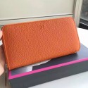 Hermes Orange Clemence Azap Zipped Wallet QY01551