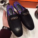 Hermes Oz Mule In Black Calfskin Leather QY00343