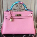 Hermes Pink Clemence Kelly 32cm Retourne Bag QY00247