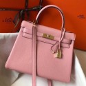 Hermes Pink Clemence Kelly 32cm Retourne Handbag QY00330
