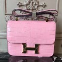 Hermes Pink Constance MM 24cm Crocodile Handbag QY01216