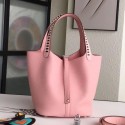 Hermes Pink Picotin Lock 22cm Braided Handles Bag QY01276