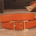 Hermes Quentin 32 MM Orange Reversible Belt QY00287