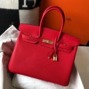 Hermes Red Clemence Birkin 35cm Handbag QY00850