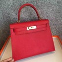 Hermes Red Epsom Kelly Sellier 28cm Handmade Bag QY00398