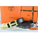 Hermes Reversible Belt Black/Black Ostrich Stripe Leather With 18K Gold H Buckle QY00835