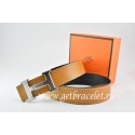 Hermes Reversible Belt Light Coffe/Black Togo Calfskin With 18k Drawbench Silver H Buckle QY01675