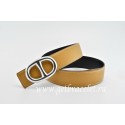 Hermes Reversible Belt Light/Coffee/Black Anchor Chain Togo Calfskin With 18k Silver Buckle QY02260