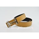 Hermes Reversible Belt Light Coffee/Black H au Carre Togo Calfskin With 18k Silver Buckle QY00855