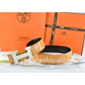 Hermes Reversible Belt Orange/Black Crocodile Stripe Leather With18K White Silver H Buckle QY00938