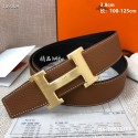 Hermes Reversible Belt Orange/Black Ostrich Stripe Leather With 18K Brown Gold Width H Buckle QY01578