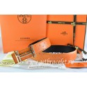Hermes Reversible Belt Orange/Black Ostrich Stripe Leather With 18K Gold H au Carre Buckle QY02386
