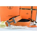 Hermes Reversible Belt Orange/Black Togo Calfskin With 18k Drawbench Silver H Buckle QY00485