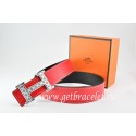 Hermes Reversible Belt Red/Black Togo Calfskin With 18k Silver Speckle H Buckle QY00928