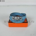 Hermes Rivale Double Wrap Bracelet Blue Silver QY01700