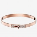 Hermes Rose Gold Small Kelly Bracelet With Diamonds QY00624