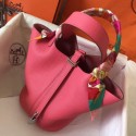 Hermes Rose Lipstick Picotin Lock MM 22cm Handmade Bag QY02169