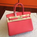 Hermes Rose Red Epsom Birkin 25cm Handmade Bag QY01113