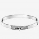 Hermes Silver Small Kelly Bracelet With Diamonds QY00611