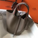 Hermes Taupe Picotin Lock 22 Bag With Braided Handles QY00830