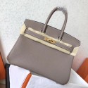 Hermes Tourterelle Clemence Birkin 25cm Handmade Bag QY01776