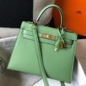Hermes Vert Criquet Epsom Kelly 25cm Sellier Handbag GHW QY01958